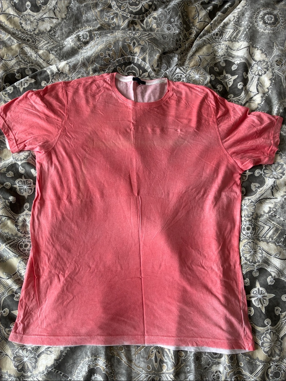 Patrick Assaraf Pima Cotton Short Sleeve Crewneck Tee in Coral Pink